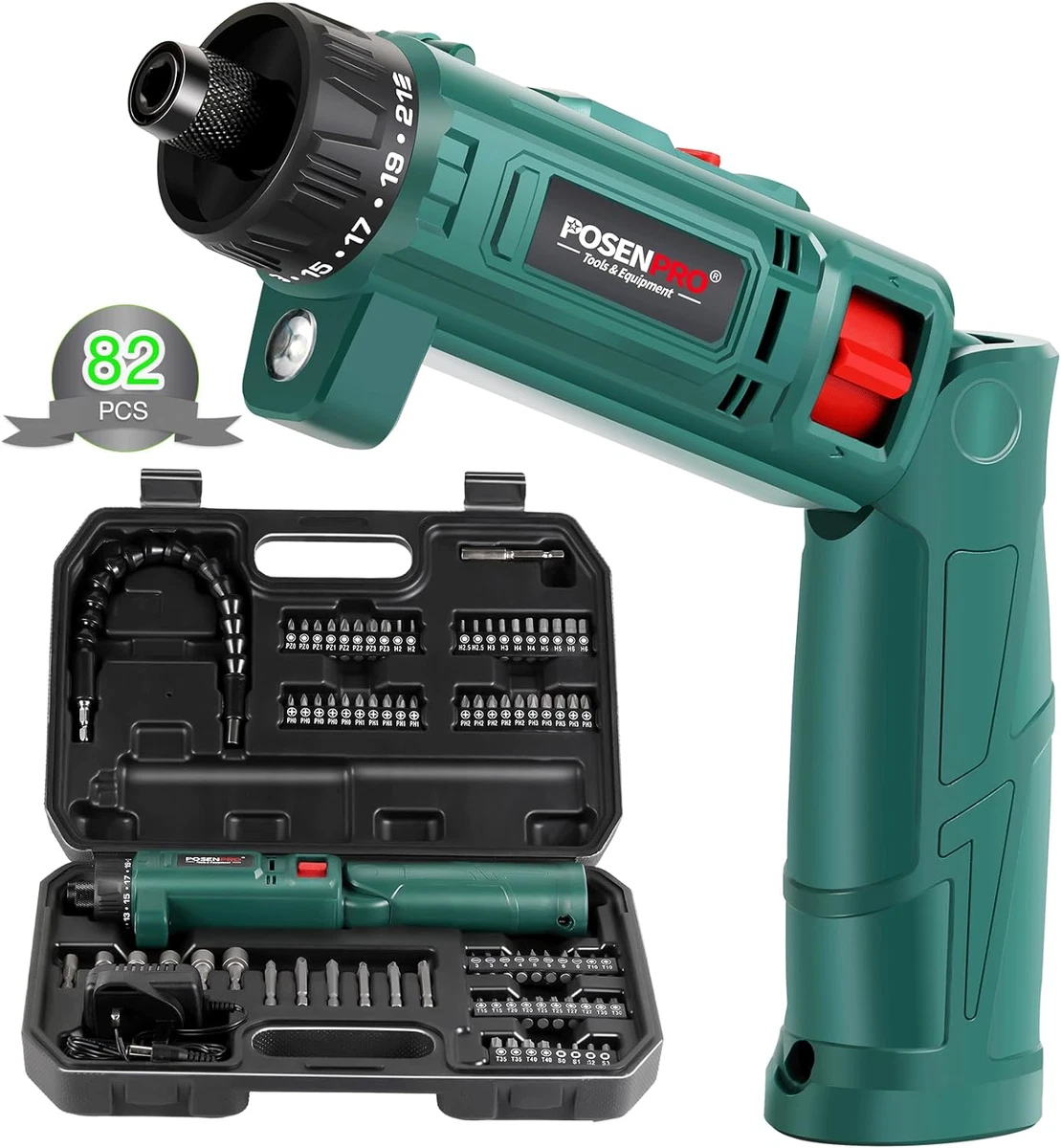 POSENPRO Cordless Screwdriver 8V Max 10Nm Electric Screwdriver Rechargeable Set