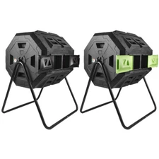 2021 Newest Dual Chamber Tumbling Composter with Compost Thermometer 