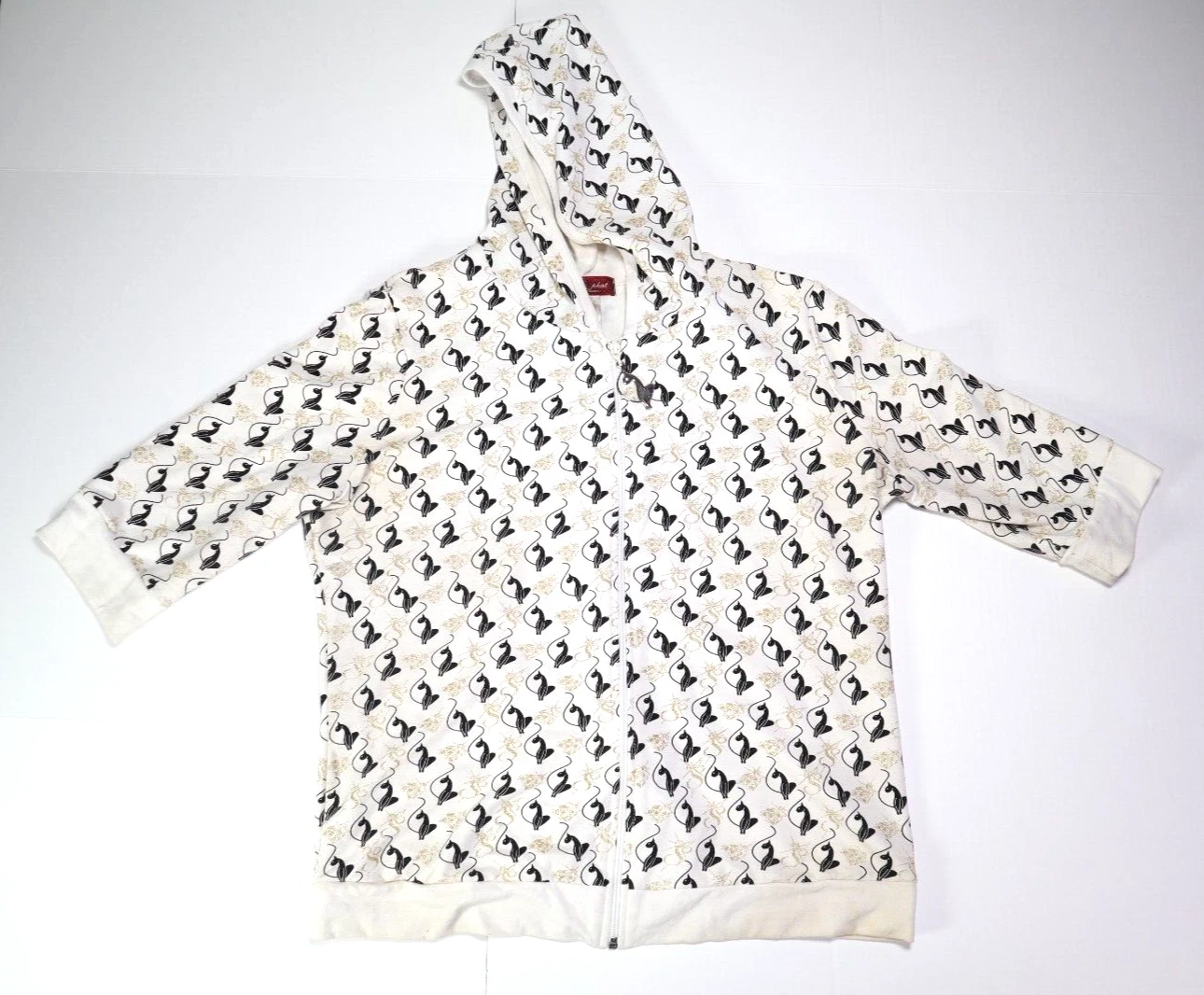 Baby Phat Women's White Gold Hoodie Full Zip Glitter Logos Y2K Vintage Size 1X
