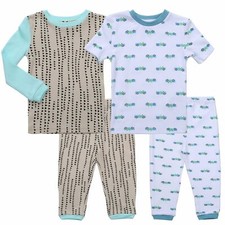 Asher  Olivia Boys Pajamas 4 Pc Cotton Pjs Set for Baby Toddler Little Kids