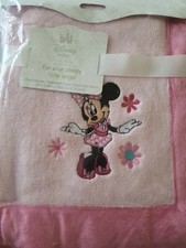 Disney Store Baby Minnie Mouse Pink Flowers Soft Blanket Plush Fleece Girl NWT