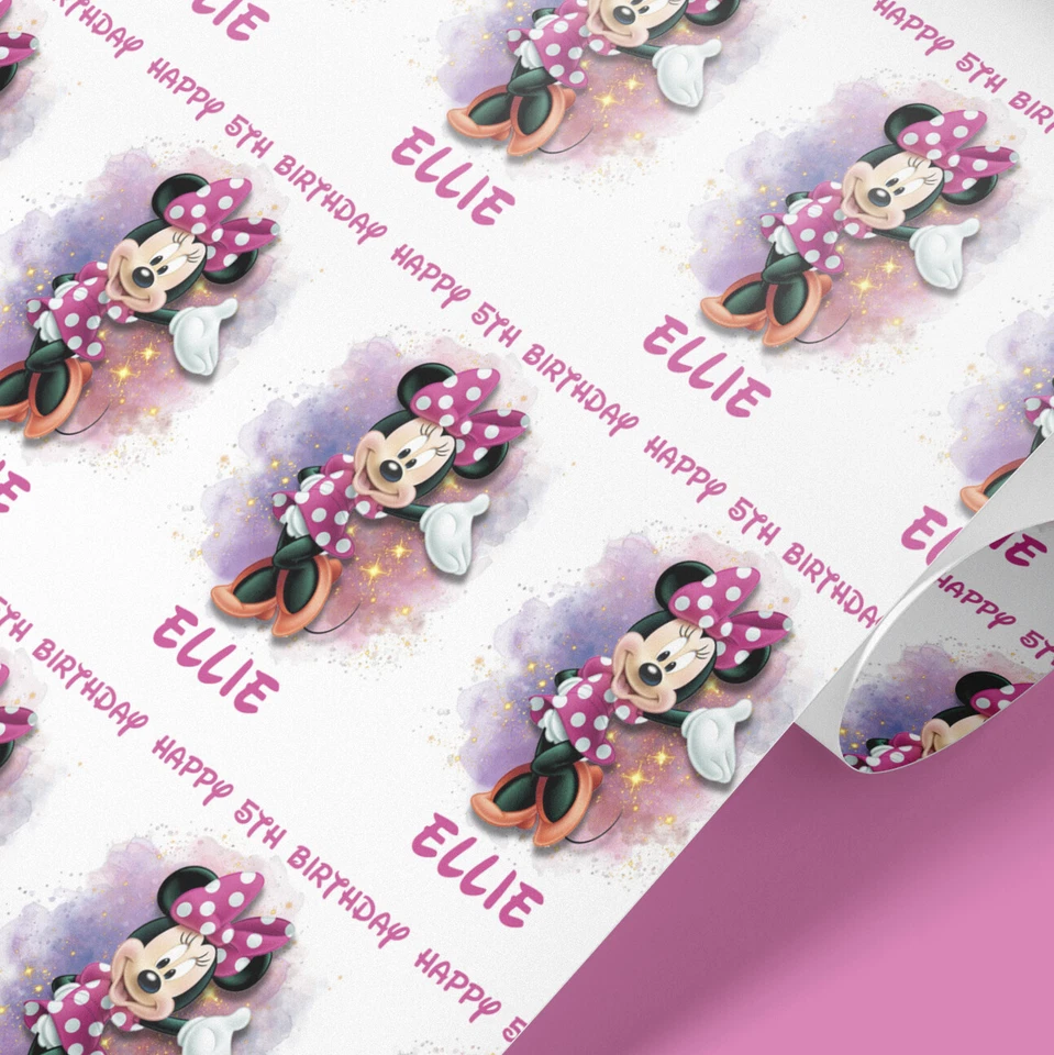 Personalised Minnie Mouse Wrapping Paper – Girls Birthday Gift Wrap Roll - Image 2 of 3