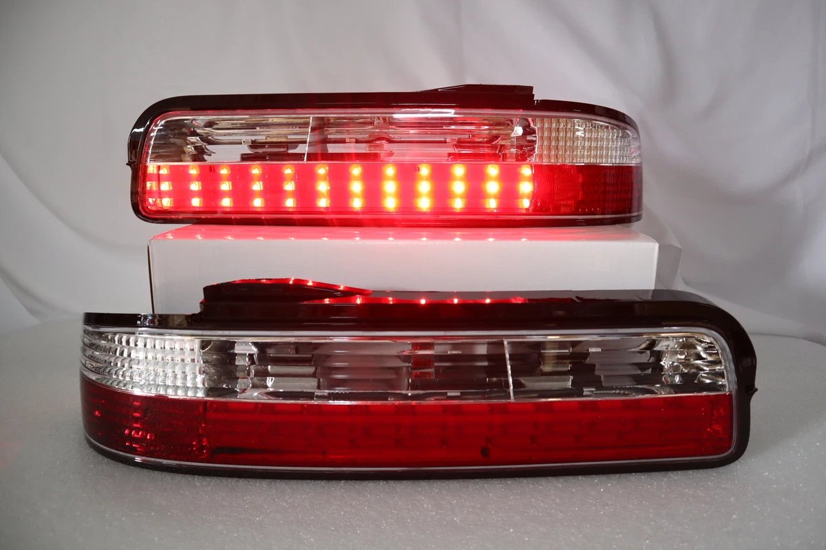For 1989 1994 Nissan 240SX S13 Coupe Red Clear LED Tail Lights