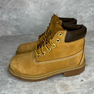 Timberland Youth Premium 6-Inch Waterproof Boots Wheat Nubuck Size 2