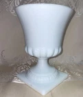 E.O. Brody Co. Vintage White Milk Glass 7" Tall Footed Vase Planter Grecian Urn