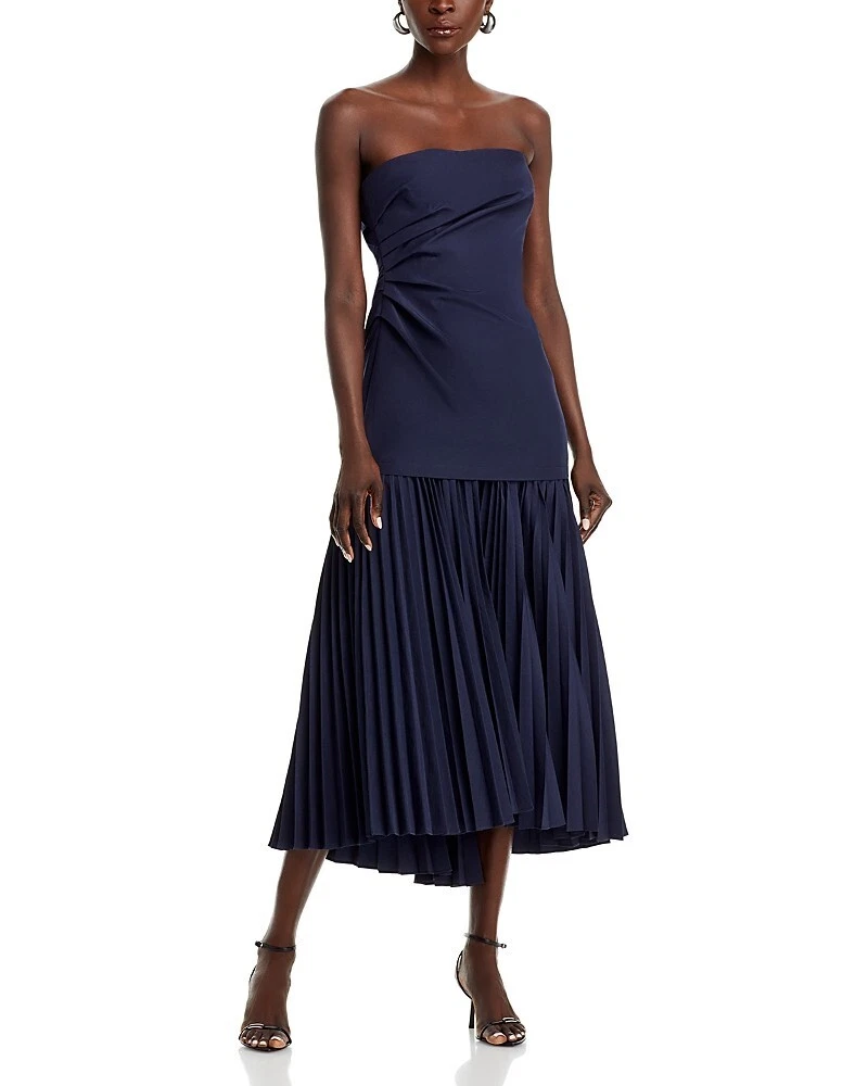 blue dress for baby girl Moira Satin Pleated Maxi Dress