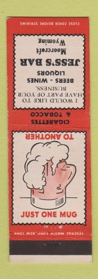 Matchbook Cover - Jess's Bar Moorcroft WY Federal