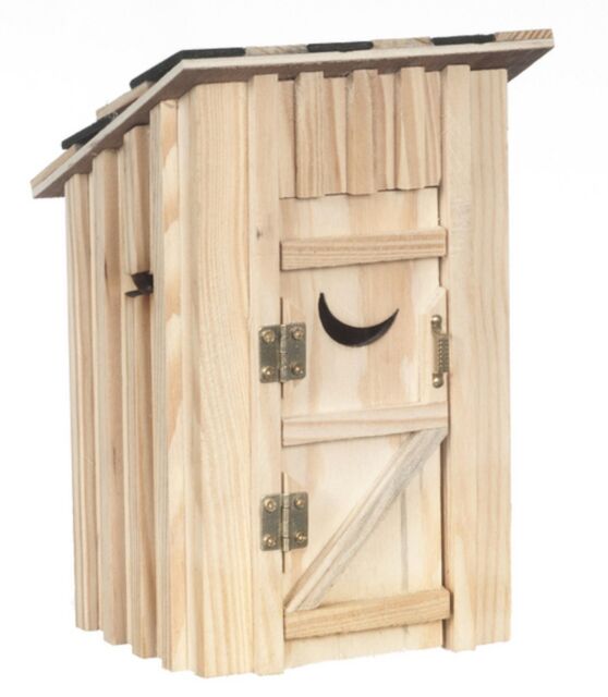 Dolls House Outside Toilet Outhouse Natural Wood Privy Outbuilding Miniature