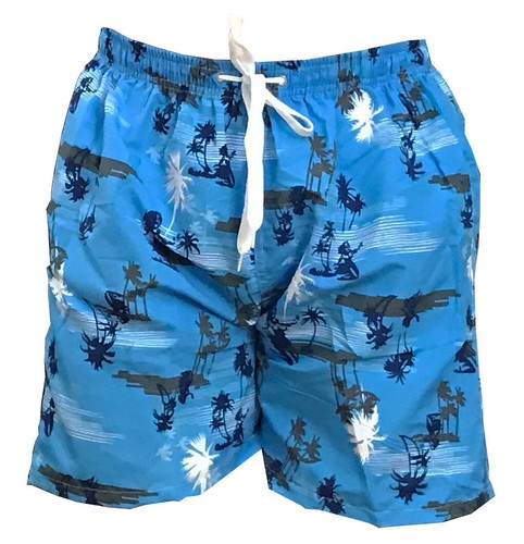 Mens Board Surf Swimming Shorts W/ Mesh Lining Blue Base Tree M/L 26"-30"