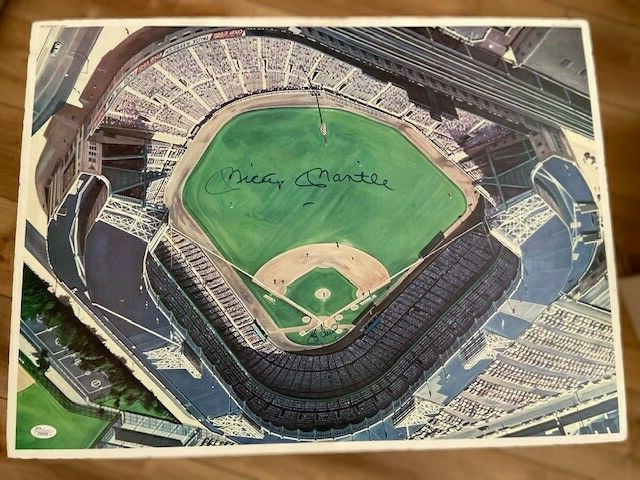 Mickey Mantle & Yogi Berra Autographed Signed New York Yankees MICKEY MANTLE - YOGI BERRA YANKEE STADIUM 1987 ANDY JURINKO PRINT - JSA 