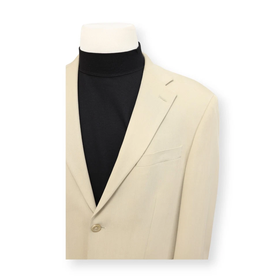 OSCAR DE LA RENTA Hombre Beige Sólido Dos Botones Abrigo Deportivo Traje Chaqueta Blazer 42 R Foto 3 de 4