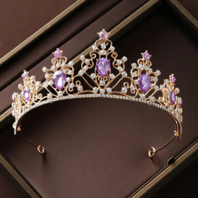 Gold Purple Tiara Crown Princess Queen headress jewelry  display picture 1