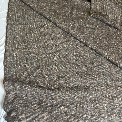 Vintage Brown Tweed WOOL Stitched Edge Camping/ Bed Blanket 90”x120” - Picture 6 of 8