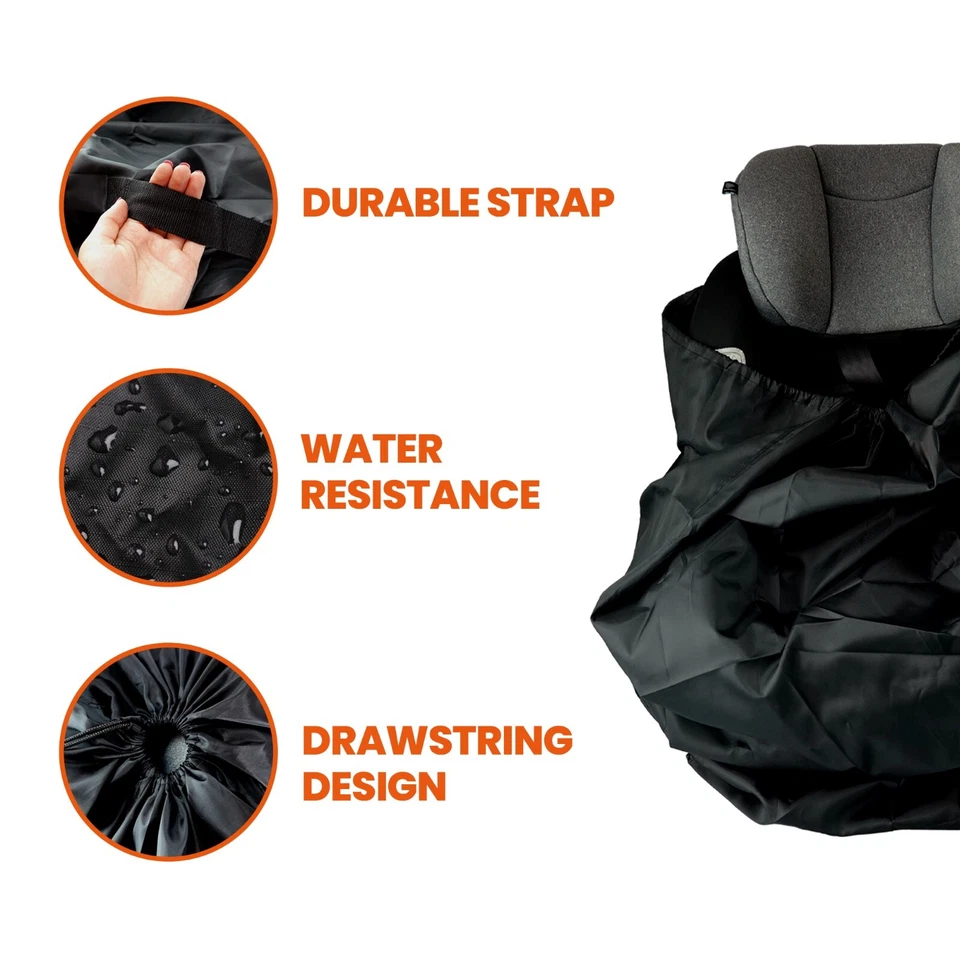 Bolsa de viaje de vacaciones para portaasiento de coche para bebé para transporte o almacenamiento negra Foto 3 de 4