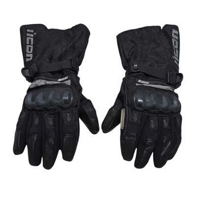 Icon Patrol Waterproof Motorcycle Gloves Black Hard Knuckle Armor Large L