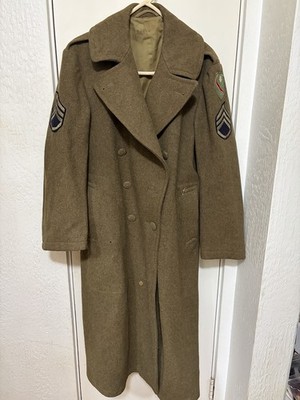 WWII US Army M1939 Wool Overcoat 1942 Dated Melton Greatcoat 38R