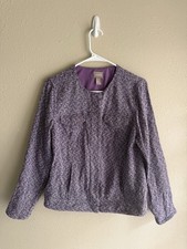 Chico s Women s Purple Long Sleeve Snap Button Blazer Cardigan 1