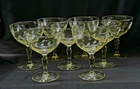 Antique Yellow/Topaz Jubilee by Lancaster Champagne/ Sherbet Glasses Set of 7