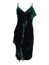 Adelyn Rae Women's Velvet Cascade Ruffle Party Dress (XS, Emerald)