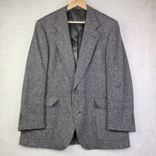 Vintage Hart Schaffner Marx for Foley's Gray Herringbone Wool Blazer Sport Coat