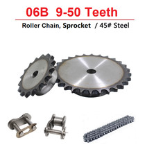 9-50 Teeth 06B Industrial Sprocket Wheel / Roller Chain 45 Steel Pitch 9.525mm