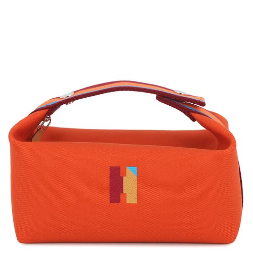 HERMES Handbag Birkin A Black PM H Pavilion Orange Foo Silver hardware Canvas HE