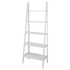 5-Shelf Ladder Bookcase, White