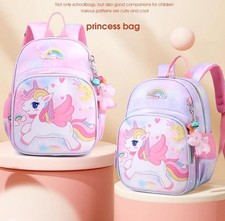 New Unicorn Backpack for Girls Cartoon Pink Princess School Bags Kids Satchels K