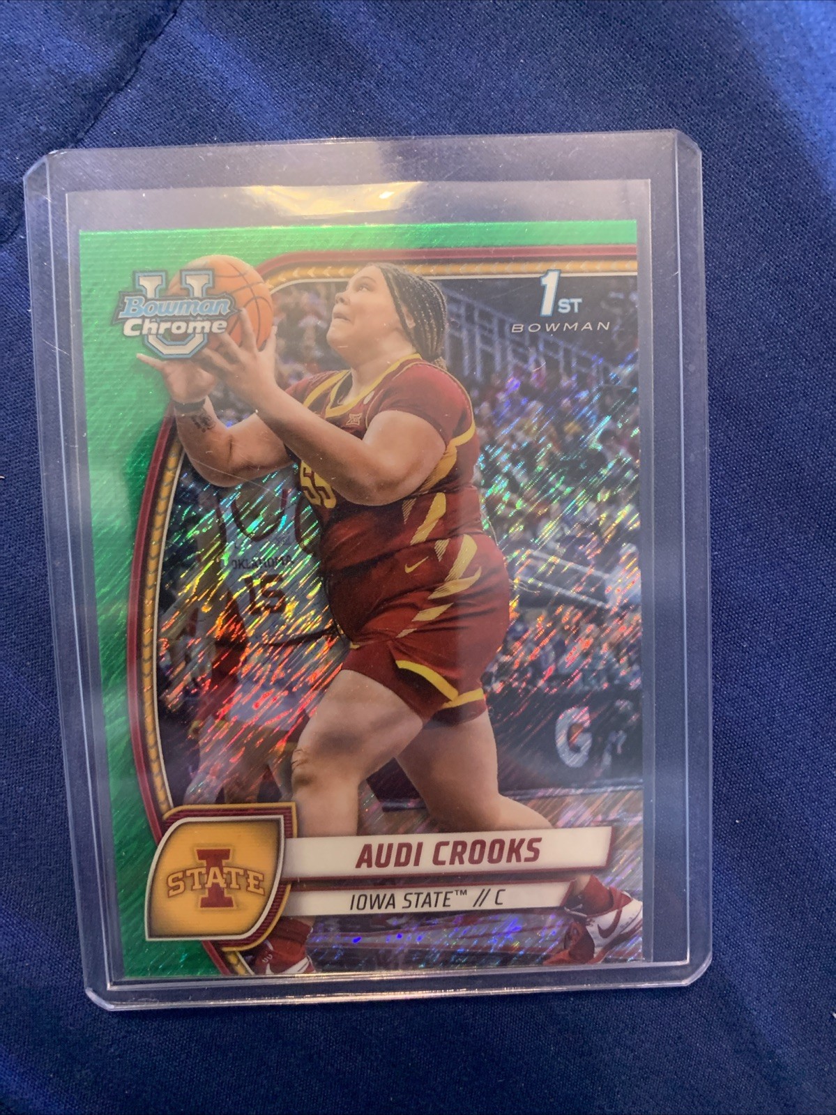 Audi Crooks 1st 2024-25 Bowman Chrome U Green Shimmer Refractor #9 Iowa State