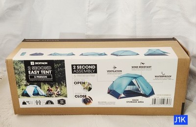 Decathlon Quechua 2 Second Easy Pop-Up Tent for 1-2 Waterproof Headroom-43''  J1K