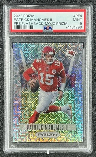 PATRICK MAHOMES II PSA 9 2022 PANINI PRIZM #PF-4 FLASHBACK MOJO 19/25