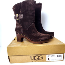 UGG Amoret Shearling Clog Booties Java Size 7 New