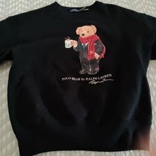 Women S Polo Ralph Lauren Bear Sweatshirt Black Classic Iconic Collectible Vhtf