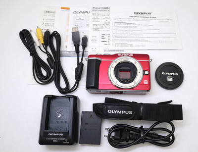 Olympus PEN E-PL1 Red Mirrorless Digital Camera 12.3MP Tested w/ Battery,Charger
