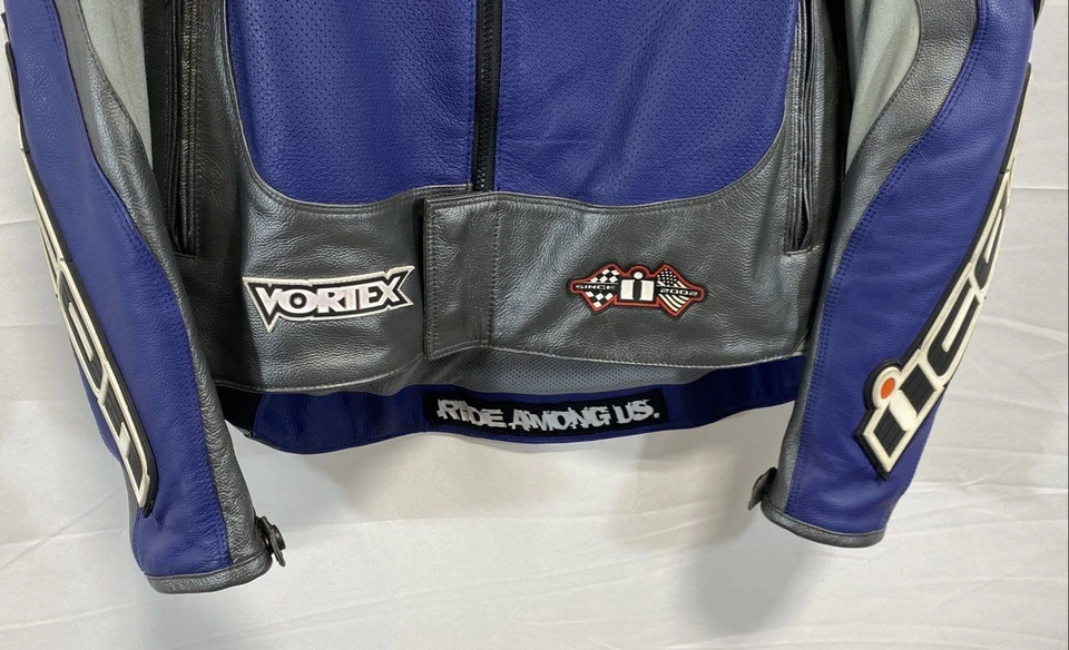 Chaqueta de moto Icon Motosports de cuero azul Merc Hero para hombre talla XXL Foto 3 de 4