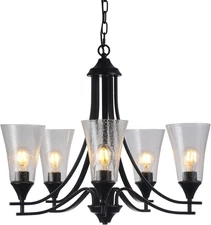 Chloe Lighting Sherard 5-Light Black Hanging Chandelier, 27" Wide