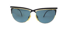 Women's Sunglasses Made In Italy Gold Black Metal Vintage 80s METALFLEX