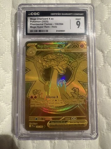 Mega Charizard X ex 130/094 CGC 9 Pokémon Phantasmal Flames Gold Holo