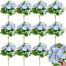 12 Bundles Peonies Artificial Flowers Fake Hydrangea Silk Peony Bouquet Bulk ...