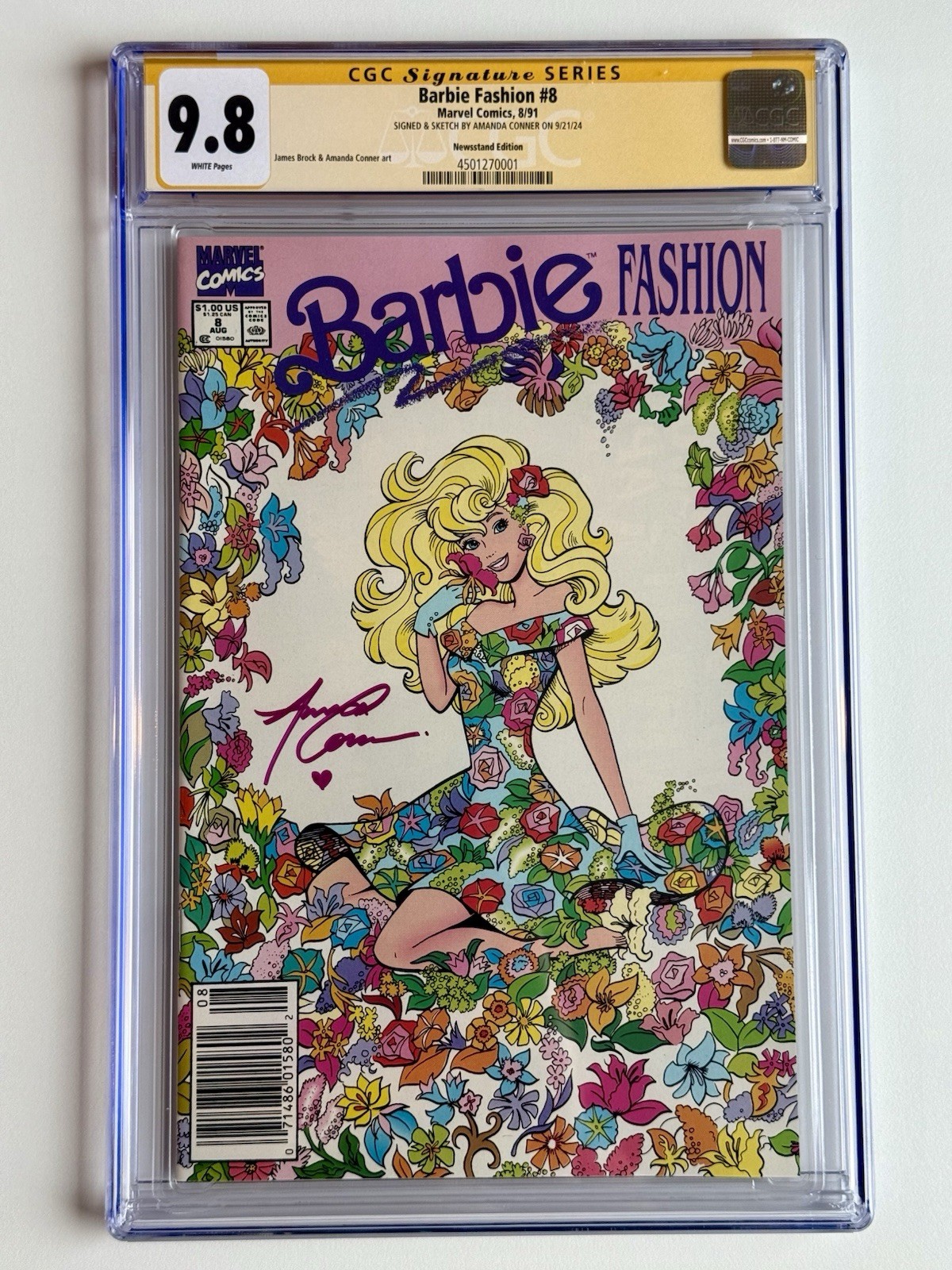 BARBIE FASHION #8 * CGC 9.8 WP AMANDA CONNER  SS  Signed & Sketch * NEWSSTAND * 