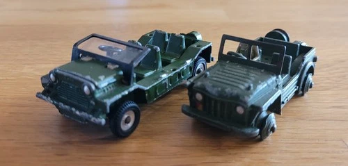 1960s Vintage Dinky Toys No 601 Austin Mini Moke & 674 Austin Champ British Army