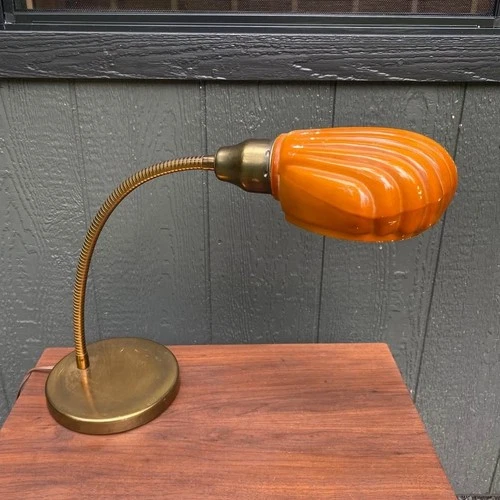 Mid Century Clamshell Gooseneck Lamp Vintage Art Deco