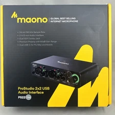 MAONO USB Audio interface for PC with 60 dB Pro-preamp, 24bit/192kHz, Dual US
