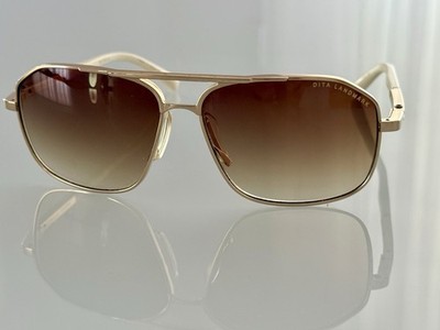 Dita Landmark Titanium DRX2022 Aviator Sunglasses With OG Case Gold Frame Brown