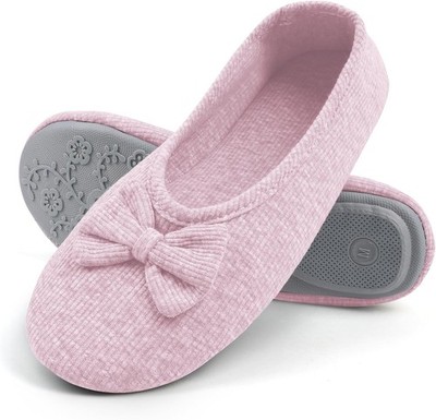 Damen Hausschuhe, Memory Foam Leicht Frottee Hausschuhe, Gemütlich Ballerinas 