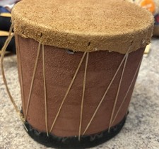 Handmade Rawhide Hand Drum 7x6 Folk Tribal Style Suede Frame Decor Hand Strap