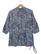 ROSSANA DIVA Hemd-Bluse Damen Bluse Gr. DE 36 blau-hellorange-weiß Casual-Look