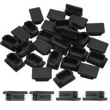 1.5x1 Inch Plastic Tubing End Caps, 30 Pcs Rectangular Hole Plug Insert, Black