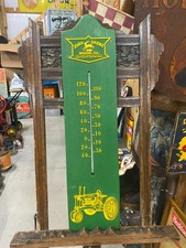 John Deere RARE Hard Plastic Thermometer Sign 29" x 8" FARM GAS OIL COLA