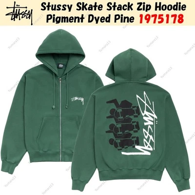 Stussy Skate Stack Zip Hoodie Pigment Dyed Pine 1975178 - Photo 1/3